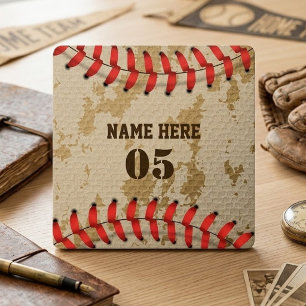 Personalised Vintage Baseball Name Number Retro Plaque