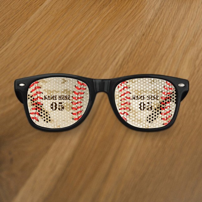 Personalised Vintage Baseball Name Number Retro Retro Sunglasses (Creator Uploaded)