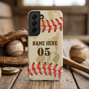 Personalised Vintage Baseball Name Number Retro Samsung Galaxy Case
