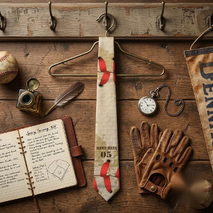 Personalised Vintage Baseball Name Number Retro Tie