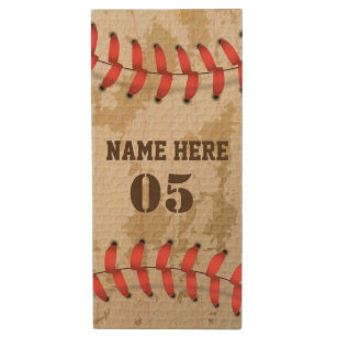Personalised Vintage Baseball Name Number Retro Wood USB Flash Drive