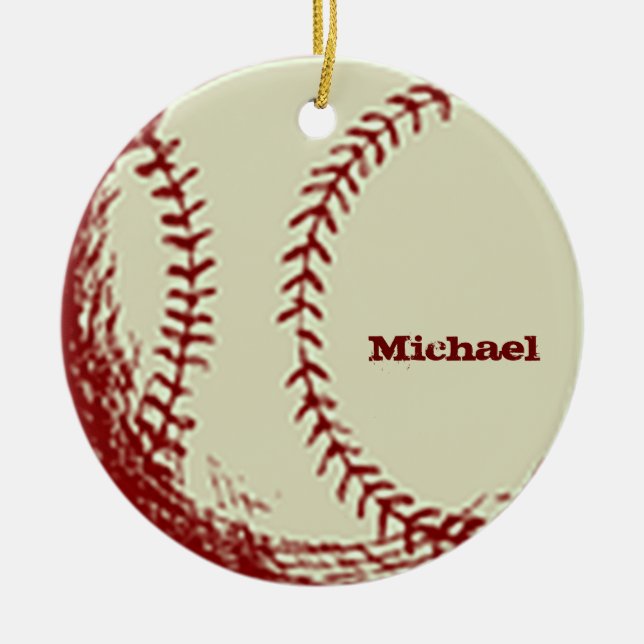 Personalised Vintage Baseball Ornament (Front)