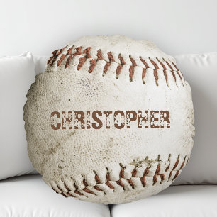 Personalised Vintage Baseball Round Cushion