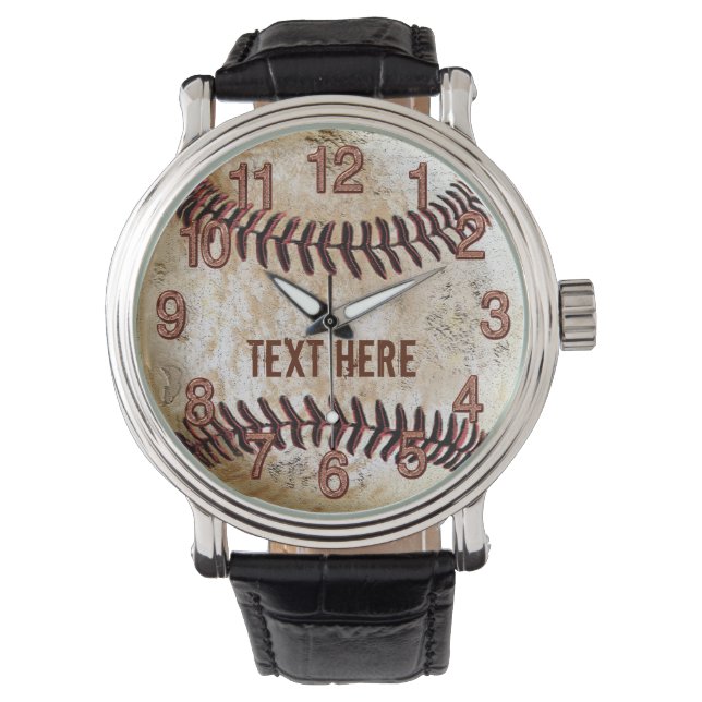 Personalised Vintage Baseball Watches YOUR TEXT (Front)