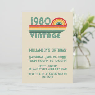 Personalised vintage birthday cocktail party invitation