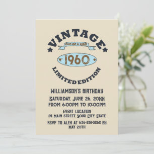 Personalised vintage birthday cocktail party invitation