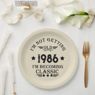 Personalised vintage birthday gift black paper plate