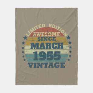 Personalised vintage birthday gift fleece blanket