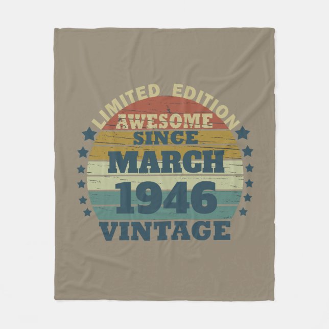 Personalised vintage birthday gift fleece blanket (Front)