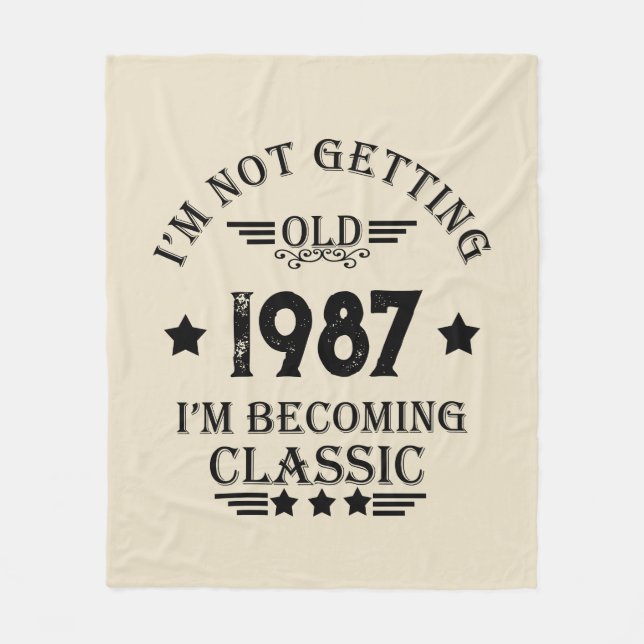 Personalised vintage birthday gift fleece blanket (Front)