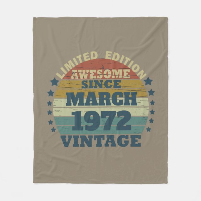 Personalised vintage birthday gift fleece blanket (Front)