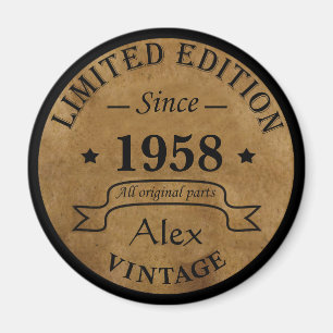 Personalised vintage birthday gift idea magnet