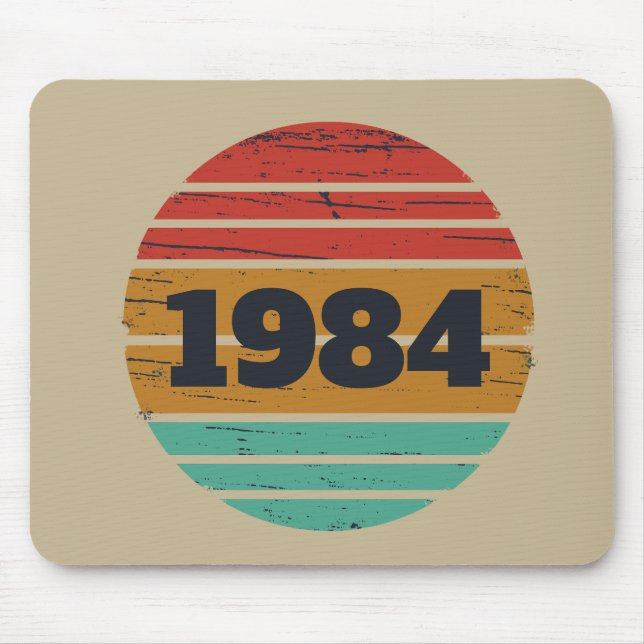 Personalised vintage birthday gift idea mouse pad (Front)