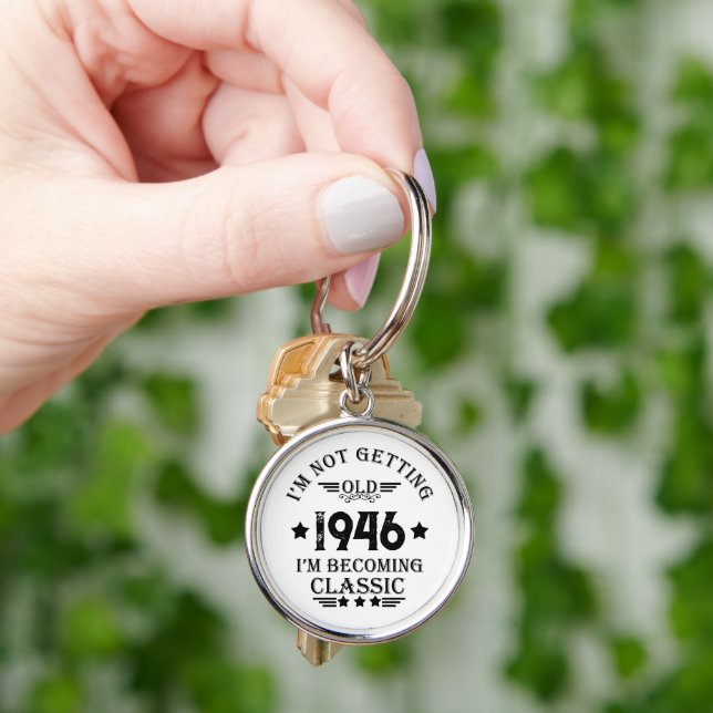 Personalised vintage birthday gift key ring (Hand)