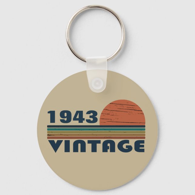 Personalised vintage birthday gift key ring (Front)