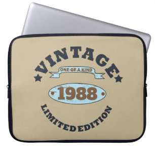 Personalised vintage birthday gift laptop sleeve