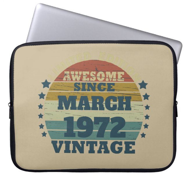 Personalised vintage birthday gift laptop sleeve (Front)