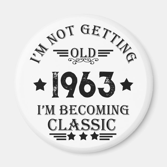 Personalised vintage birthday gift magnet (Front)