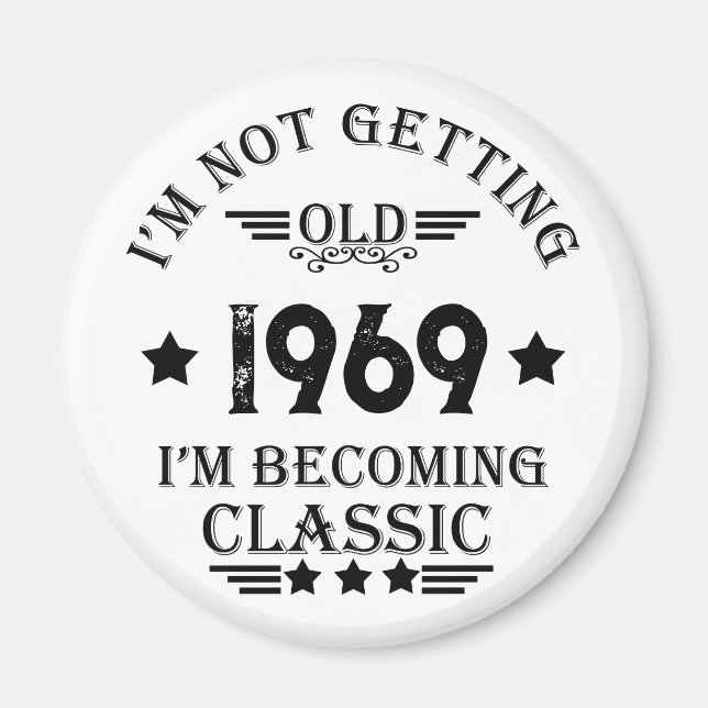 Personalised vintage birthday gift magnet (Front)