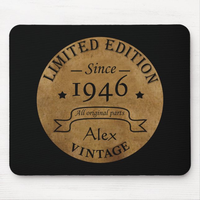 Personalised vintage birthday gift mouse pad (Front)