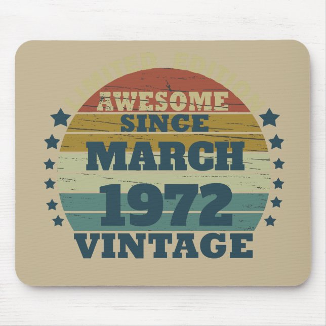 Personalised vintage birthday gift mouse pad (Front)