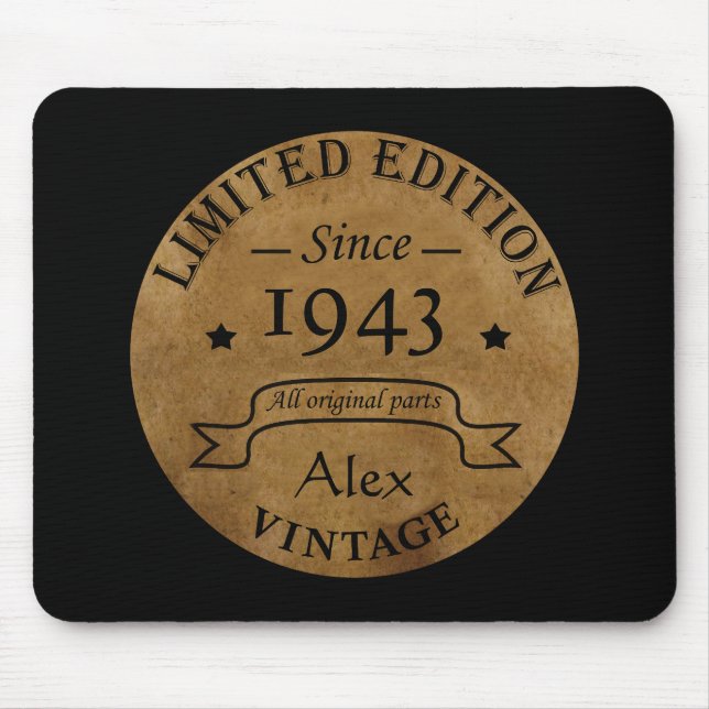 Personalised vintage birthday gift mouse pad (Front)