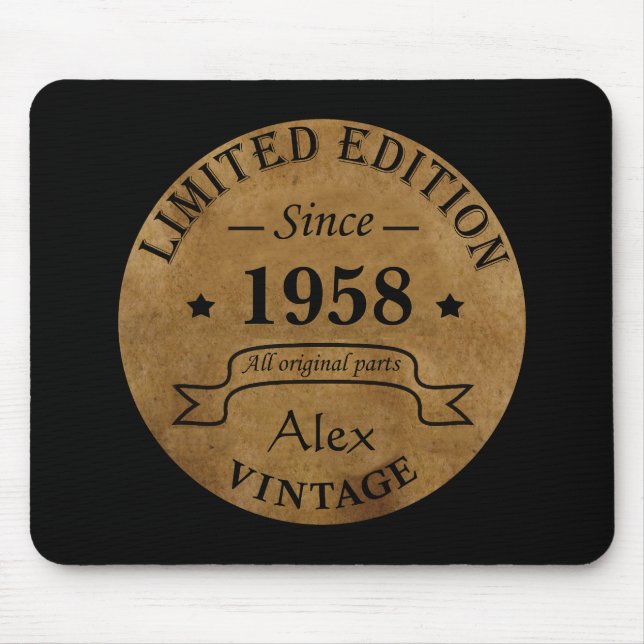 Personalised vintage birthday gift mouse pad (Front)