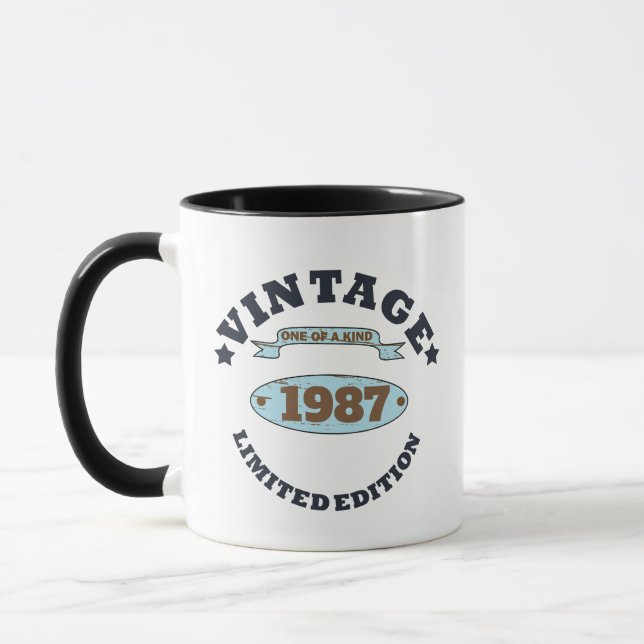 Personalised vintage birthday gift mug (Left)