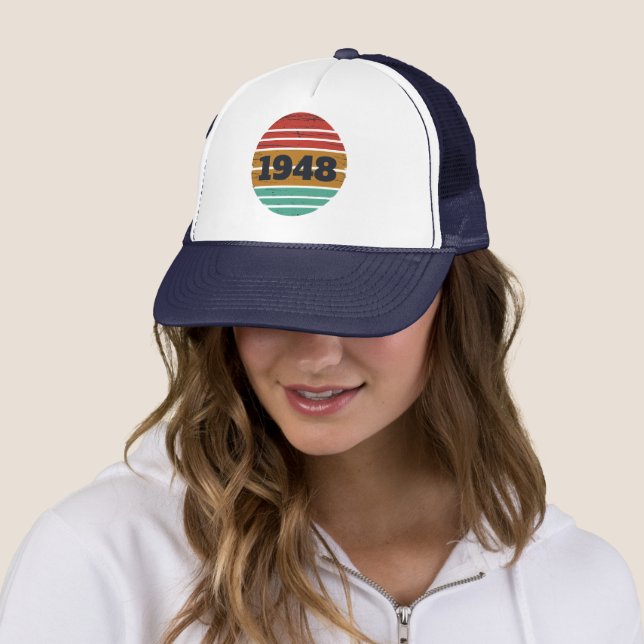 Personalised vintage birthday gift trucker hat (In Situ)