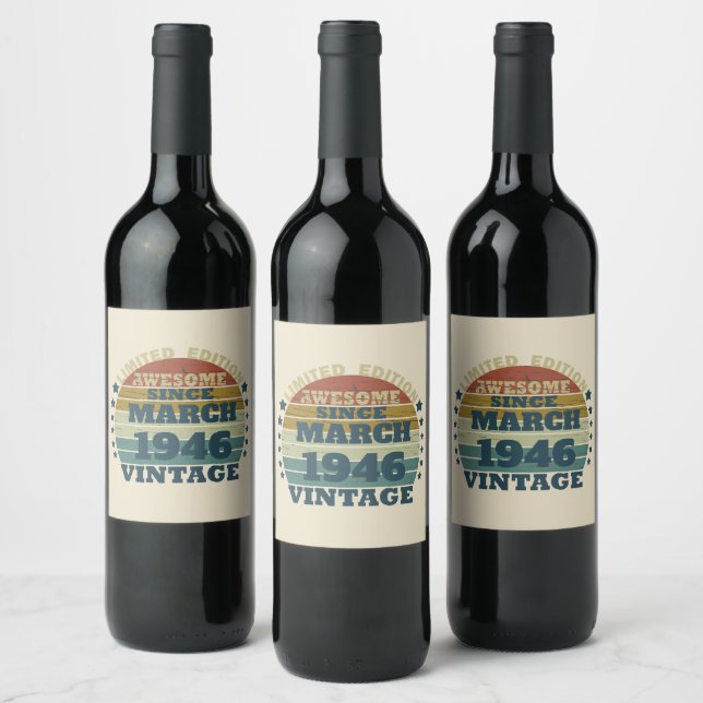 Personalised vintage birthday gift wine label (Bottles)