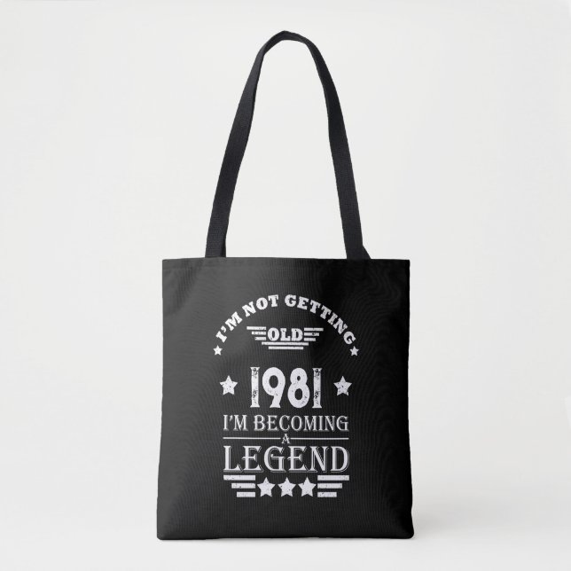 Personalised vintage birthday gifts black white tote bag (Front)