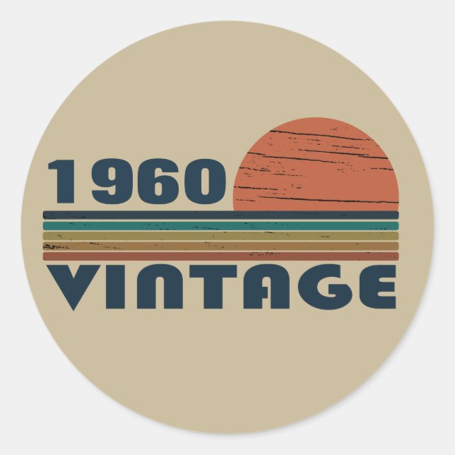 Personalised vintage birthday gifts classic round sticker (Front)