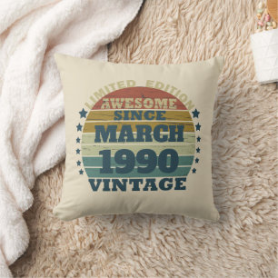 Personalised vintage birthday gifts cushion