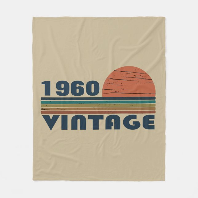 Personalised vintage birthday gifts fleece blanket (Front)