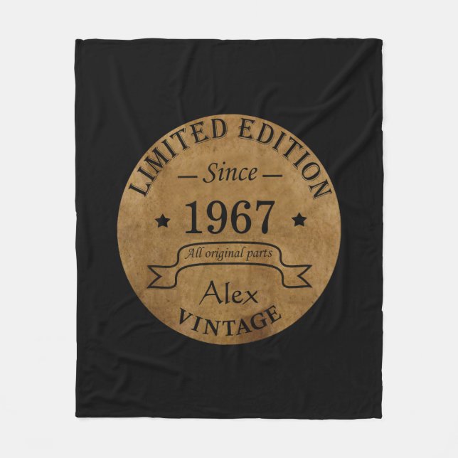 Personalised vintage birthday gifts fleece blanket (Front)