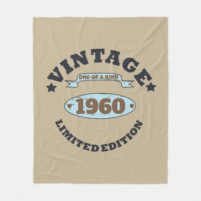 Personalised vintage birthday gifts fleece blanket (Front)