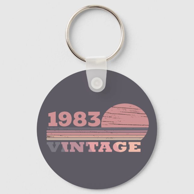 Personalised vintage birthday gifts key ring (Front)