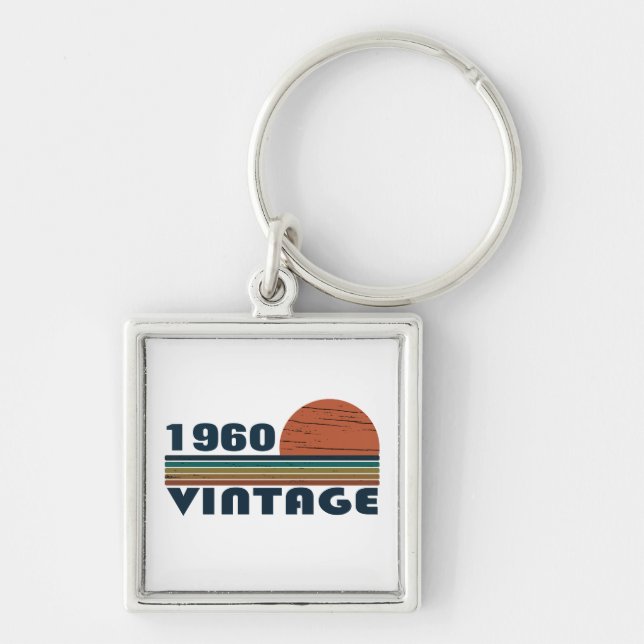 Personalised vintage birthday gifts key ring (Front)