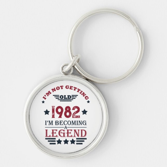 Personalised vintage birthday gifts key ring (Front)