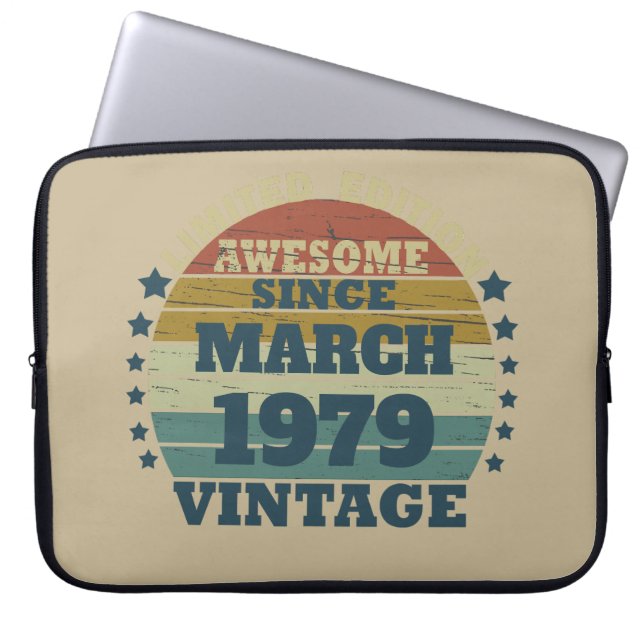 Personalised vintage birthday gifts laptop sleeve (Front)