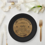 Personalised vintage birthday gifts paper plate<br><div class="desc">You can add some originality with this limited edition, premium quality, and original, classy, retro, and vintage-looking birthday graphic design with a cool typography font. This is a great gift idea for men, women, husbands, wives, girlfriends, and boyfriends who will love this one-of-a-kind piece of art. The best unique and...</div>
