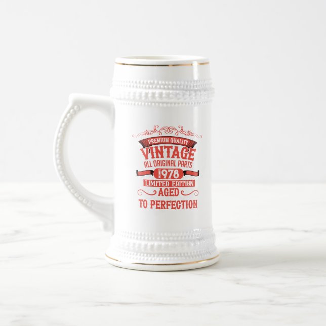 Personalised vintage birthday gifts red beer stein (Left)