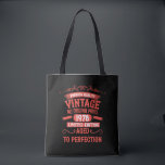 Personalised vintage birthday gifts red tote bag<br><div class="desc">You can add some originality with this limited edition, premium quality, and original, classy, retro, and vintage-looking birthday graphic design with a cool typography font. This is a great gift idea for men, women, husbands, wives, girlfriends, and boyfriends who will love this one-of-a-kind piece of art. Unique and funny holiday...</div>
