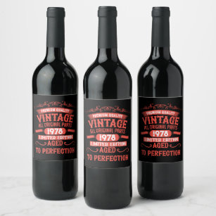 Personalised vintage birthday gifts red wine label