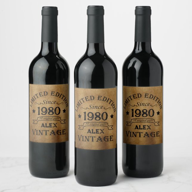 Personalised vintage birthday gifts wine label (Bottles)