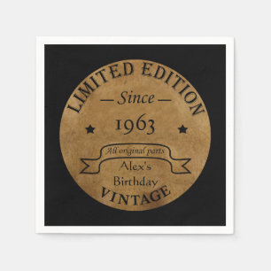 Personalised vintage birthday party napkin