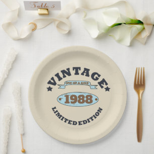 Personalised vintage birthday party paper plate