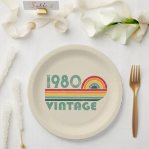 Personalised vintage birthday party paper plate