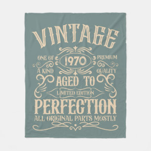 Personalised vintage birthday party whiskey label fleece blanket