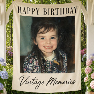 Personalised Vintage Birthday Photo Banner Custom Tapestry